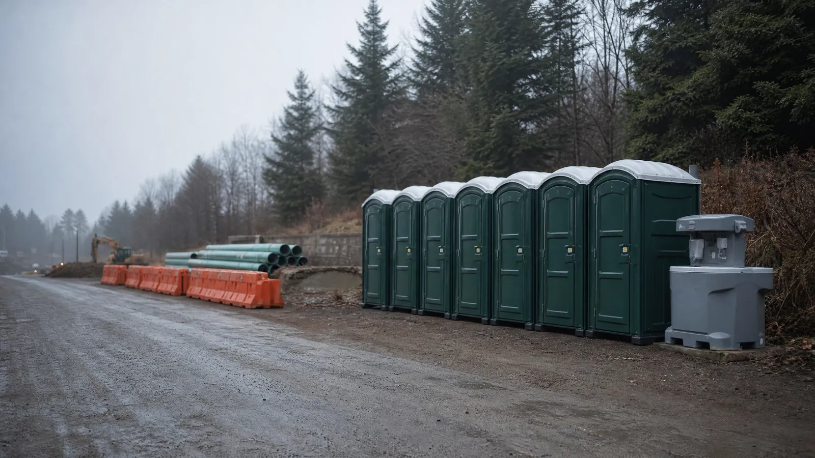A polished restroom experience with room to breathe portable sanitation setup